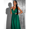 Zelené dlouhé saténové šaty PERFECTLY s výstřihem