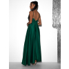 Zelené dlouhé saténové šaty PERFECTLY s výstřihem