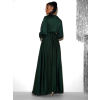 Smaragdové saténové maxi šaty WOMAN s dlouhým rukávem