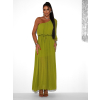 Olivové dlouhé asymetrické šaty NAVEL na jedno rameno