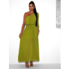 Olivové dlouhé asymetrické šaty NAVEL na jedno rameno