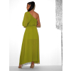 Olivové dlouhé asymetrické šaty NAVEL na jedno rameno