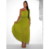 Olivové dlouhé asymetrické šaty NAVEL na jedno rameno