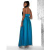 Tyrkysové saténové dlouhé šaty PRIMROSE