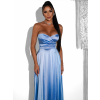 Světle modré saténové společenské šaty SYCHAEUS s korzetem
