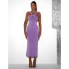 Světle fialové koktejlové elastické šaty SOLDIER