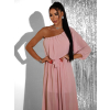 Světle růžové dlouhé asymetrické šaty NAVEL
