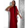 Bordó asymetrické dlouhé šaty HUDIESI