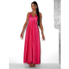 Růžové dlouhé saténové šaty PERFECTLY s výstřihem