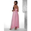 Světle růžové saténové dlouhé společenské šaty PRIMROSE