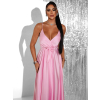 Světle růžové saténové dlouhé společenské šaty PRIMROSE