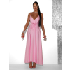 Světle růžové saténové dlouhé společenské šaty PRIMROSE