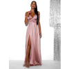 Starorůžové saténové dlouhé společenské šaty DIJATA