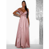 Starorůžové saténové dlouhé společenské šaty DIJATA