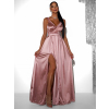 Starorůžové saténové dlouhé společenské šaty DIJATA