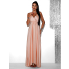 Světle růžové dlouhé lesklé šaty PERFECTLY s výstřihem