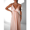 Světle růžové dlouhé lesklé šaty PERFECTLY s výstřihem