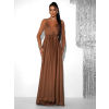 Hnědé dlouhé saténové šaty PERFECTLY