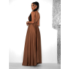Hnědé dlouhé saténové šaty PERFECTLY