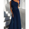 Tmavě modré elegantní asymetrické dlouhé šaty FLOAT
