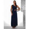 Tmavě modré elegantní asymetrické dlouhé šaty FLOAT