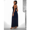 Tmavě modré elegantní asymetrické dlouhé šaty FLOAT