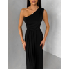 Černé elegantní asymetrické dlouhé šaty DIETER