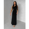 Černé elegantní asymetrické dlouhé šaty DIETER