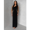 Černé elegantní asymetrické dlouhé šaty DIETER