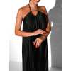 Černé plisované dlouhé elegantní šaty AUSTERE