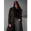 Hnědý faux fur dlouhý kožešinový kabát HOAIN