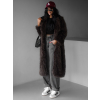 Hnědý faux fur dlouhý kožešinový kabát HOAIN