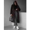 Hnědý faux fur dlouhý kožešinový kabát HOAIN