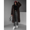 Hnědý faux fur dlouhý kožešinový kabát HOAIN