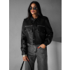 Černá biker krátká koženková bunda BISETKA