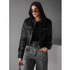 Černá biker krátká koženková bunda BISETKA
