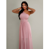 Růžové elegantní dlouhé šaty FLOAT