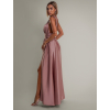 Starorůžové lesklé šaty VALERDI s variabilním vázáním a rozparkem