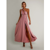 Starorůžové dlouhé šaty KATIE s vázáním