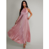 Starorůžové saténové dlouhé maxi šaty CORALLINE