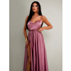 Starorůžové lesklé elegantní šaty YASMINE s rozparkem
