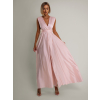 Světle růžové lesklé šaty VALERDI s variabilním vázáním a rozparkem
