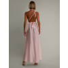 Světle růžové lesklé šaty VALERDI s variabilním vázáním a rozparkem