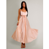 Světle růžové saténové šaty YASMINE s rozparkem