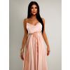 Světle růžové saténové šaty YASMINE s rozparkem