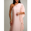 Baby růžové saténové oversize šaty HUDIESI přes rameno