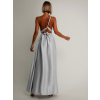 Šedé saténové šaty VALERDI s variabilním vázáním a rozparkem