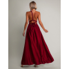 Bordó saténové šaty VALERDI s variabilním vázáním a rozparkem