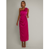 Tmavě růžové asymetrické saténové šaty ROULES