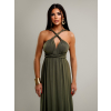 Khaki dlouhé variabilní šaty KATIE s vázáním